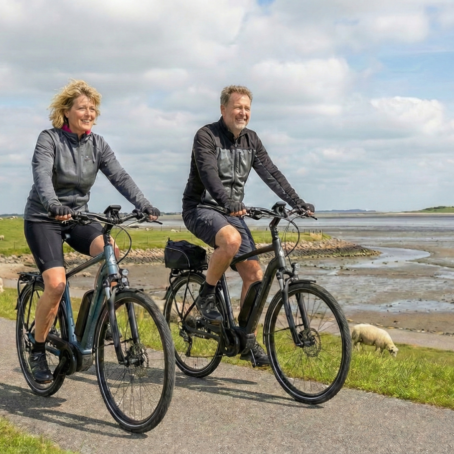Anfahrt Zweifamilienhaus mit Balkon und Bäumen in der Nähe, sonniger, klarer Himmel.